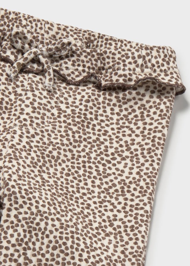 Leggings flare estampadas para bebé menina Mayoral em Chocolate - detalhe