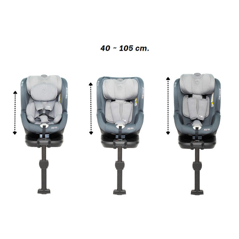 Cadeira auto I-Size 40-105cm rotativa 360º com Isofix ATRIA Cinza - NIU