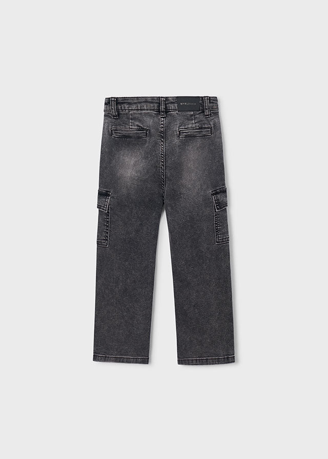 Calça soft denim cargo Mayoral 4510-58 Cinza escuro