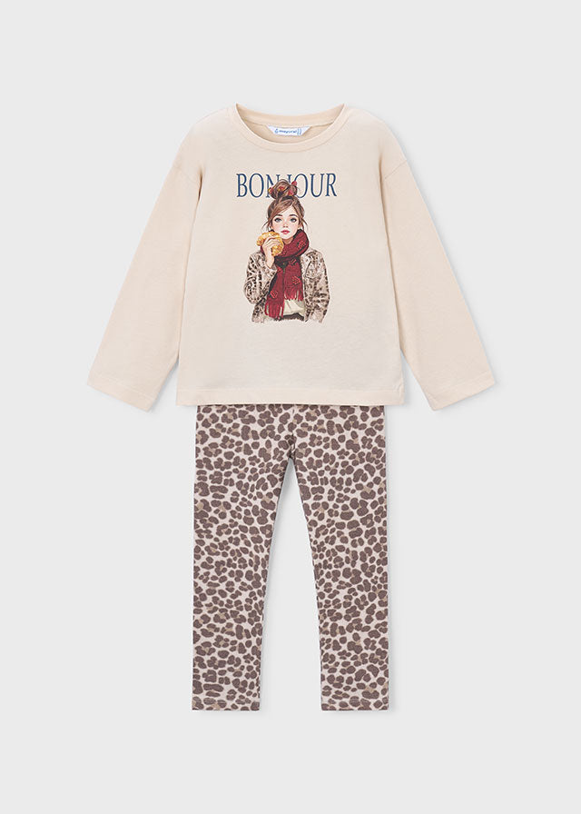Conjunto leggings estampadas Mayoral 4734-75 Castanha