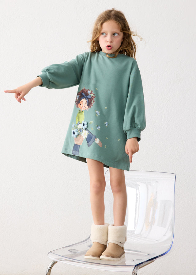 Vestido felpa serigrafia Mayoral 4914-15 Loureiro