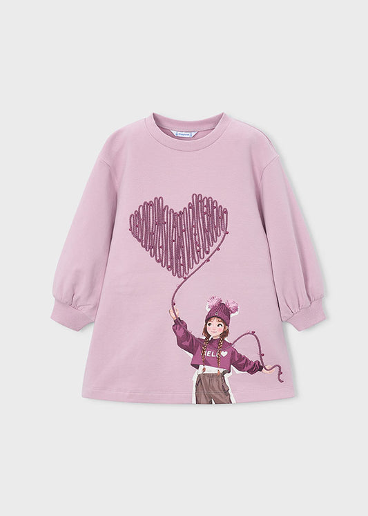 Vestido felpa serigrafia Mayoral 4914-16 Rosa malva