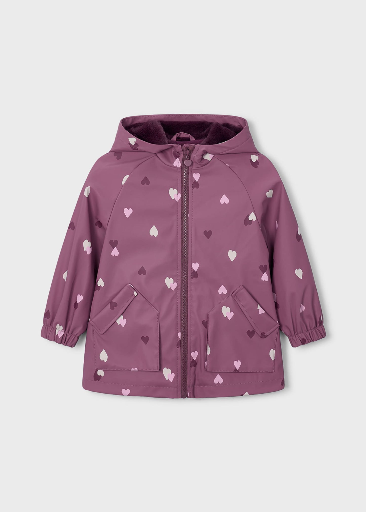 Parka com capuz e pelo para menina Mayoral em Violeta - costas