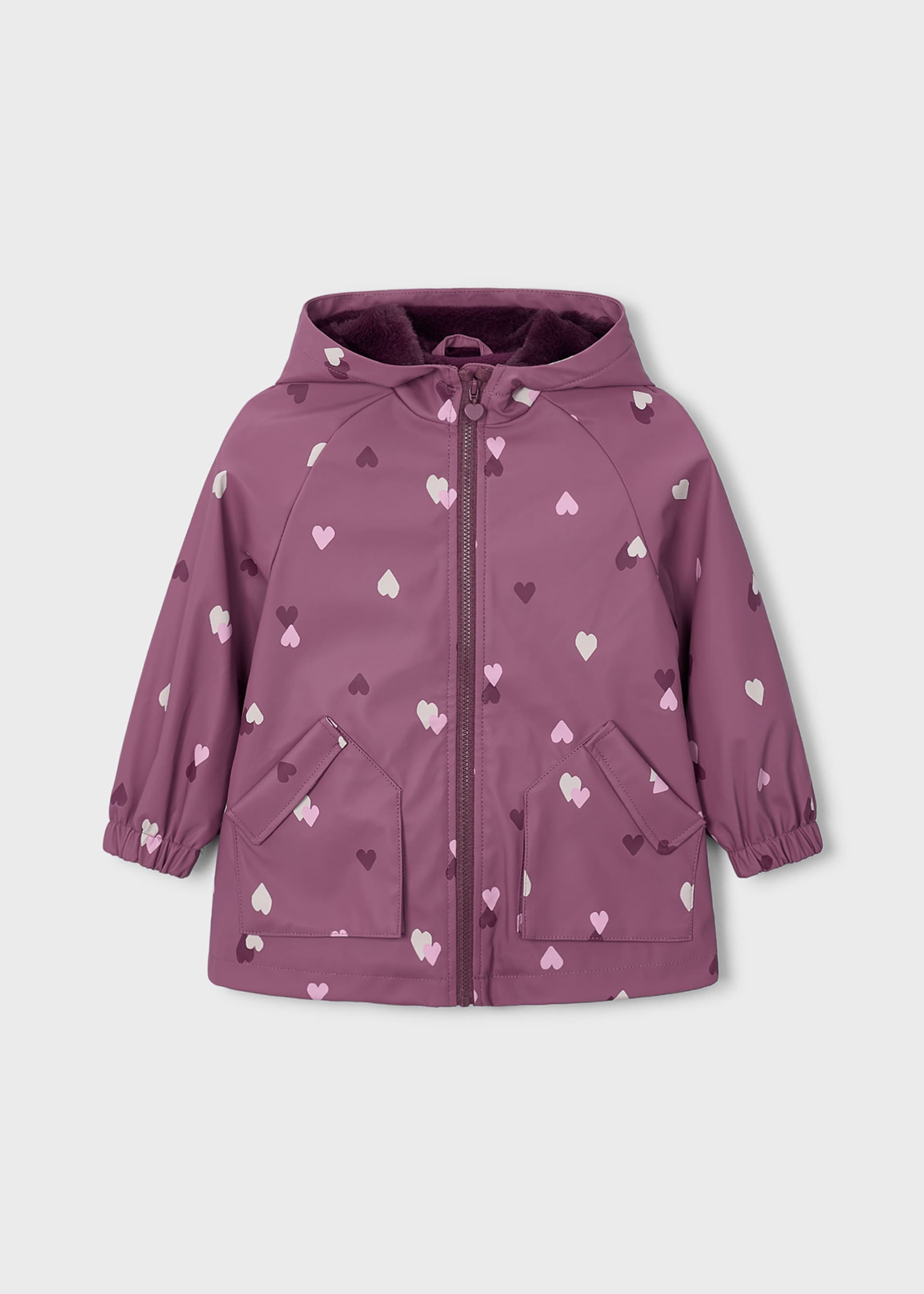 Parka com capuz e pelo para menina Mayoral em Violeta - costas