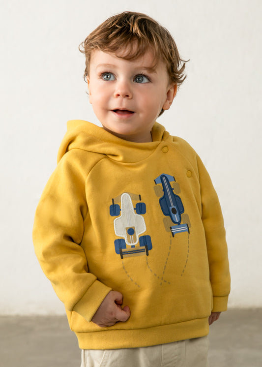 Sweatshirt com capuz e carros para bebé menino Mayoral em Nata