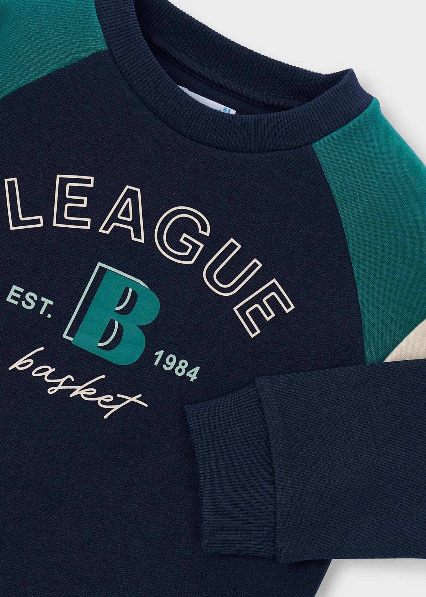 Sweatshirt combinada League para menino Mayoral em Azul - detalhe
