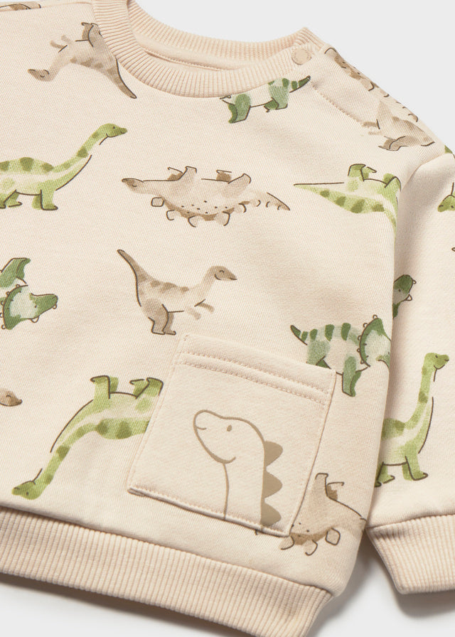 Sweatshirt com dinossauros para bebé menino Mayoral em Light Topo - detalhe