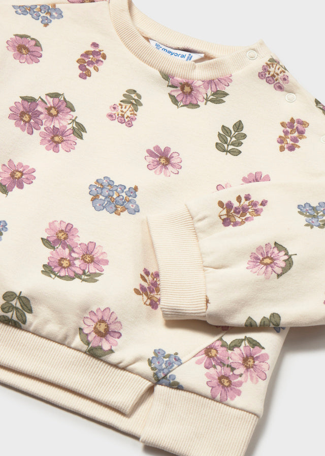 Sweatshirt floral para bebé menina Mayoral em Soja - detalhe