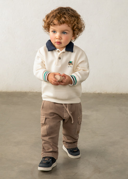 Sweatshirt com gola tipo polo para bebé menino Mayoral em Tofu