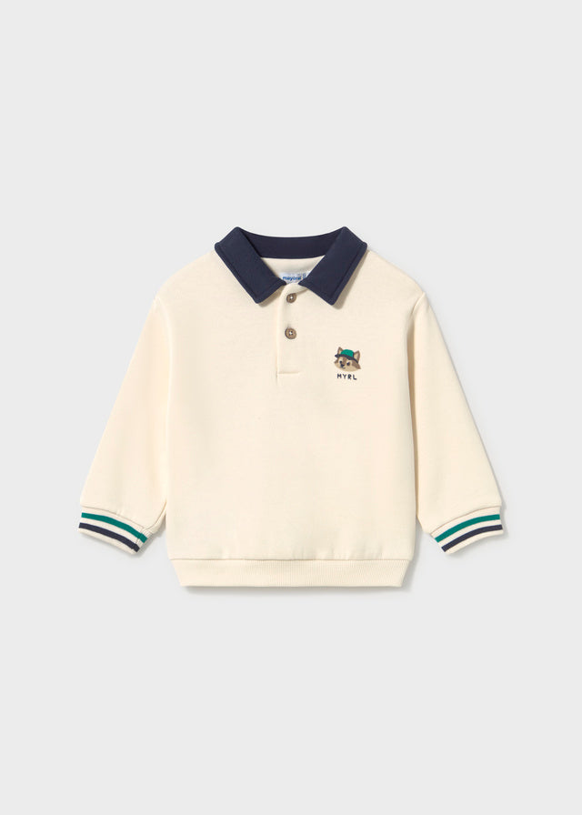 Sweatshirt com gola tipo polo para bebé menino Mayoral em Tofu - frente