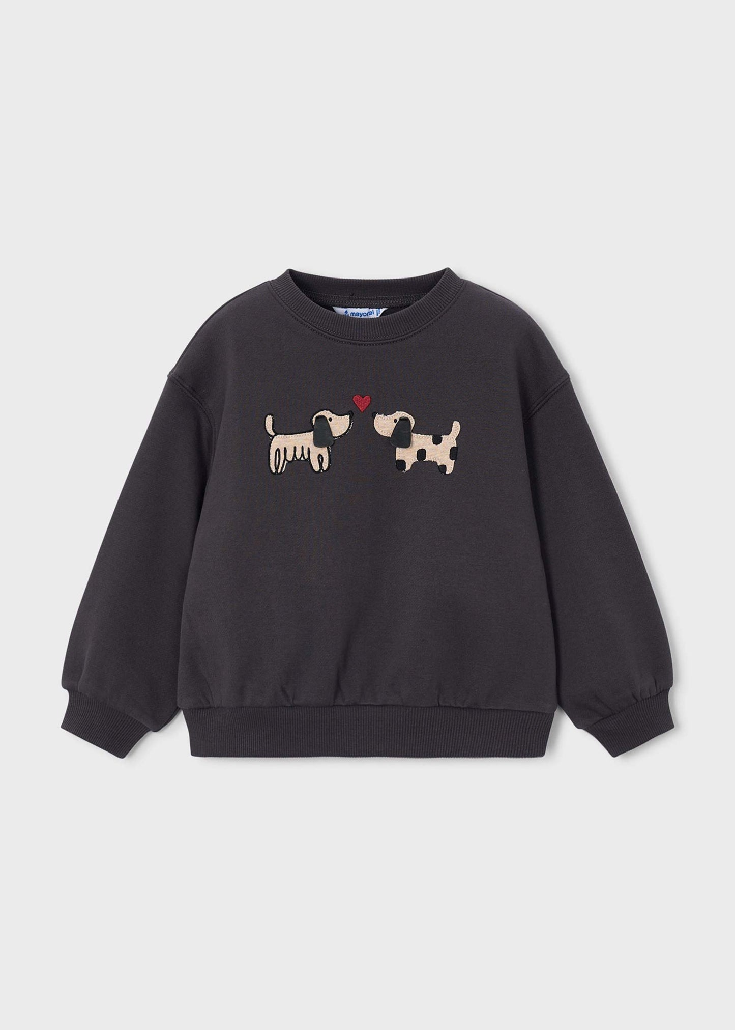 Sweatshirt com aplicação de cão para menina Mayoral em Carvão - costas