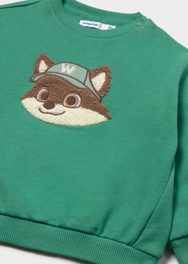 Sweatshirt com raposa para bebé menino Mayoral em Acácia - detalhe