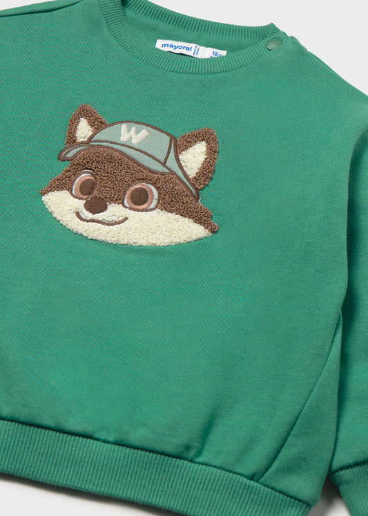 Sweatshirt com raposa para bebé menino Mayoral em Acácia - detalhe