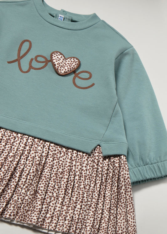 Vestido combinado de felpa para bebé menina Mayoral em Lagoon - detalhe