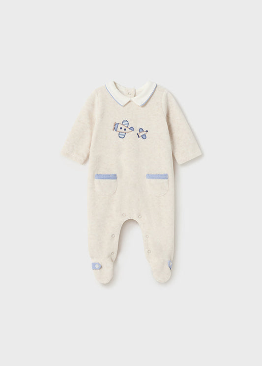 Better Cotton newborn plane velvety pajamas - Mayoral